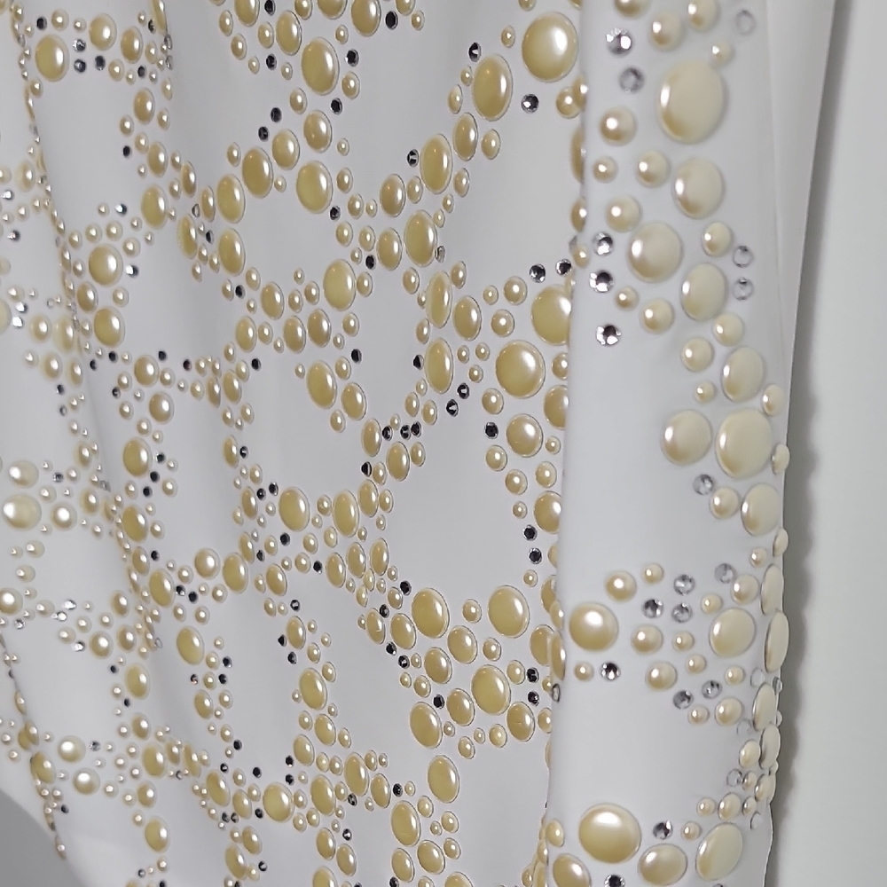 ST.JOHN Evening Ivory With Silver and Cream  Elegant Sleeveless Top Size 8 - Picture 9 of 16